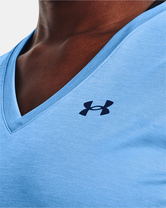 Women's UA Velocity Twist V-Neck Short Sleeve, Blue, pdpMainDesktop image number 3